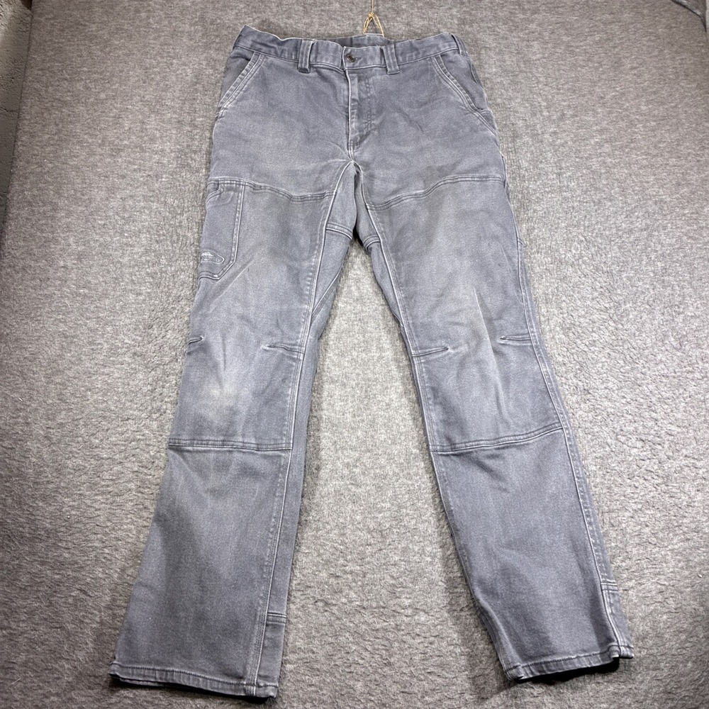Arborwear Cedar Flex Work Pants Mens 34x32 Gray Canvas Double Knee Heavy Duty